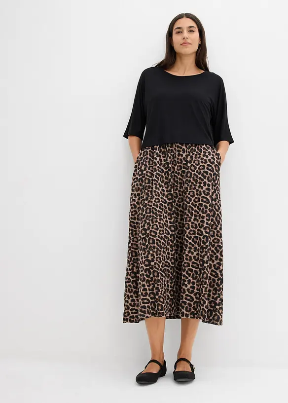 Shirt Kleid aus fließendem Viskose-Elasthan-Mix in schwarz von vorne (Totalaufnahme) - bonprix Shirt Kleid aus fließendem Viskose-Elasthan-Mix in schwarz von vorne (Totalaufnahme) - bonprix