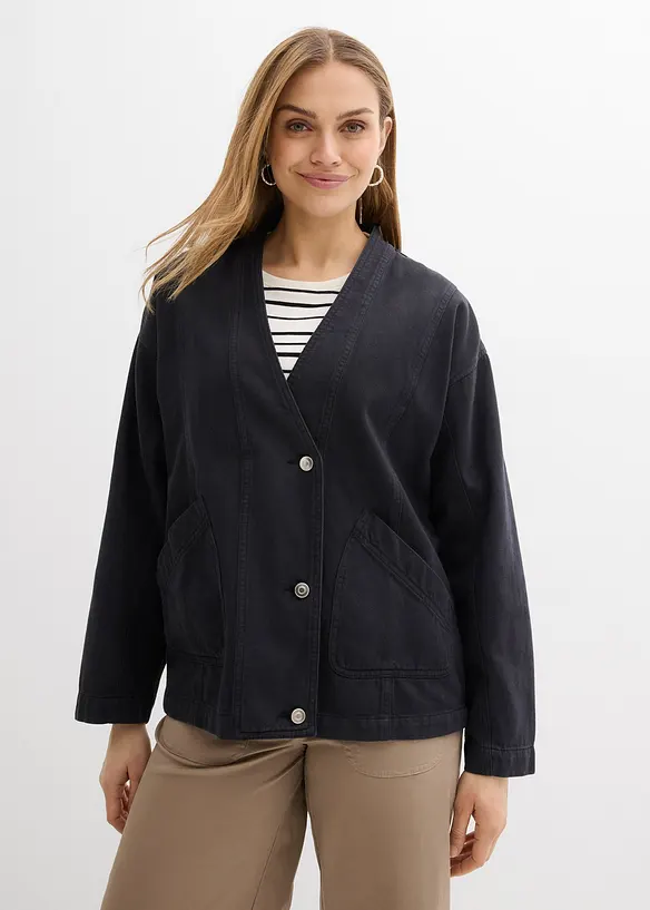 Übergangsjacke in schwarz von vorne (im Anschnitt) - bonprix