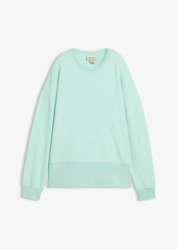 Oversize-Sweatshirt aus Baumwoll-Mix in grün von vorne - bonprix