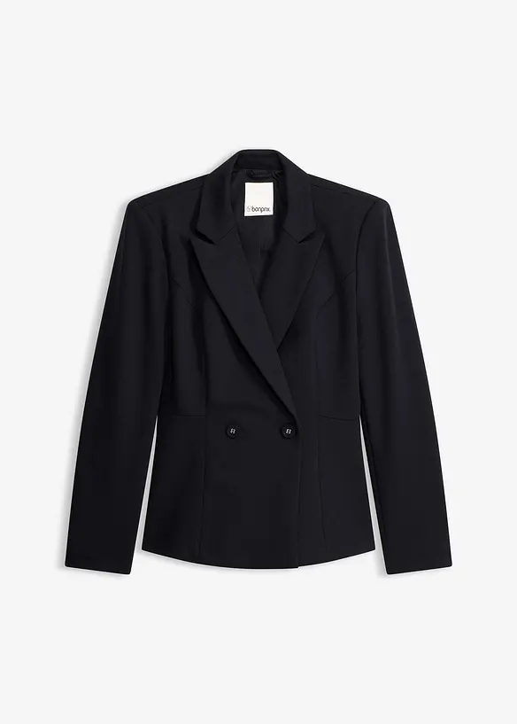 Blazer-Jacke mit Peplum in schwarz von vorne - bonprix