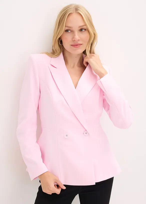 Blazer-Jacke mit Peplum in rosa von vorne (im Anschnitt) - bonprix