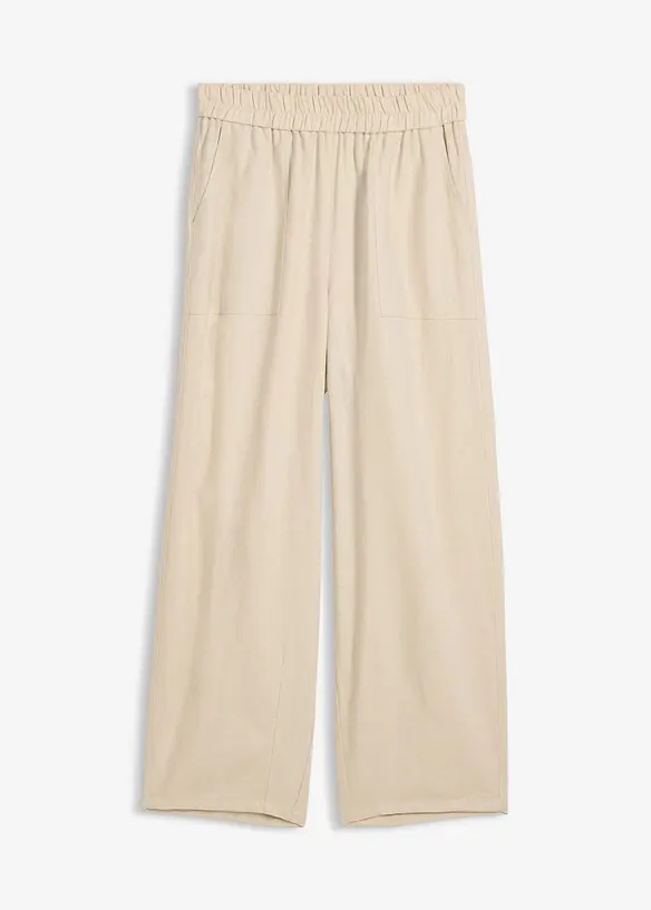 Barrel-Hose aus leichtem Leinen-Viskose-Mix in beige von vorne - bonprix Barrel-Hose aus leichtem Leinen-Viskose-Mix in beige von vorne - bonprix