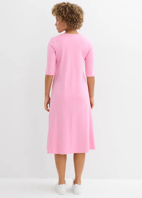 Jerseykleid aus schwerer Baumwolle in rosa von hinten (Totalaufnahme) - bonprix Jerseykleid aus schwerer Baumwolle in rosa von hinten (Totalaufnahme) - bonprix