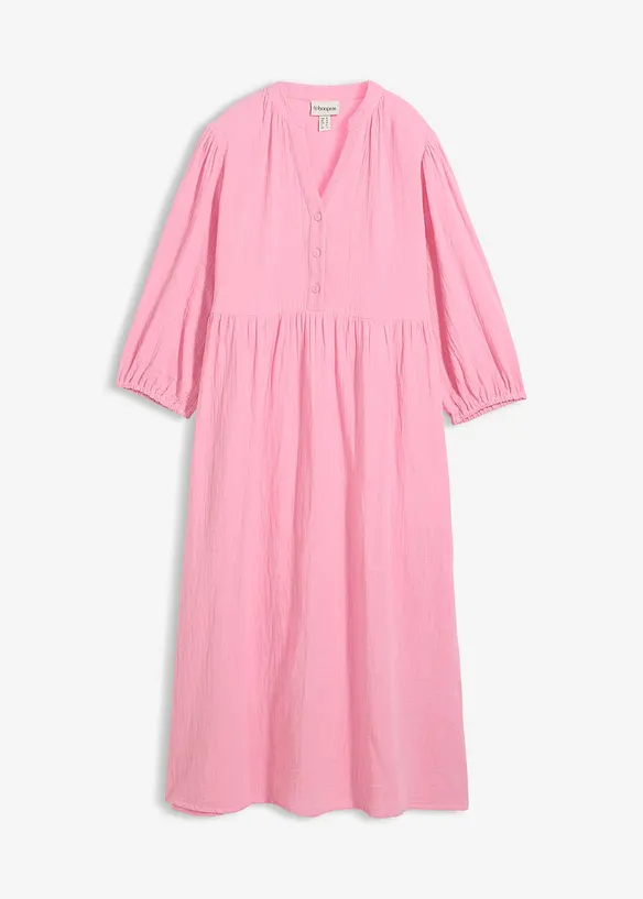 Musselin-Tunika-Kleid aus reiner Baumwolle in rosa von vorne - bonprix Musselin-Tunika-Kleid aus reiner Baumwolle in rosa von vorne - bonprix