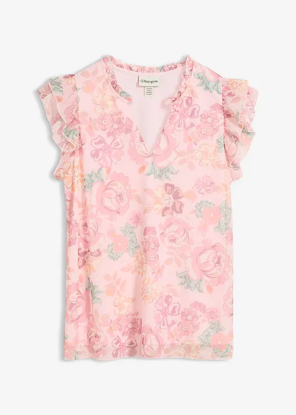 Shirtbluse aus softem Mesh in rosa von vorne - bonprix Shirtbluse aus softem Mesh in rosa von vorne - bonprix