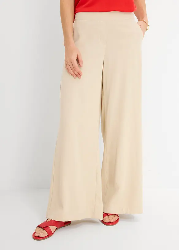 Palazzo-Hose aus Viskose-Mix in beige von vorne - bonprix