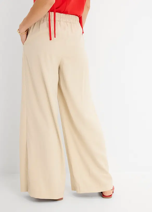Palazzo-Hose aus Viskose-Mix in beige von hinten - bonprix