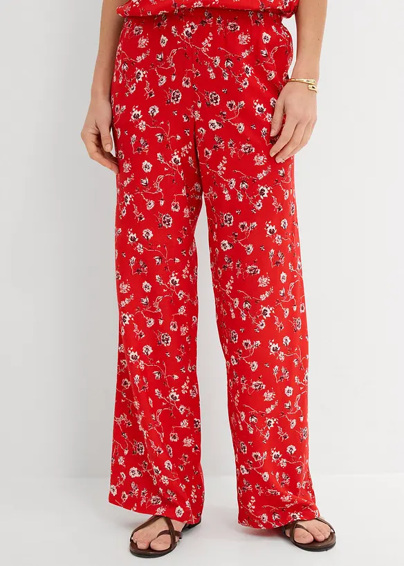 Schlupfhose aus fließender Viskose in rot von vorne - bonprix Schlupfhose aus fließender Viskose in rot von vorne - bonprix