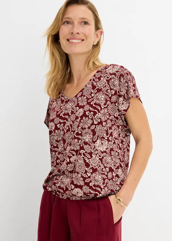 Shirt aus feinem Viskose-Mix	 in rot von vorne (im Anschnitt) - bonprix