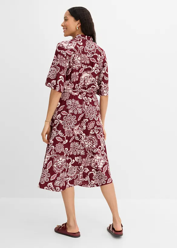 Hemdblusenkleid aus fließender Viskose in rot von hinten (Totalaufnahme) - bonprix