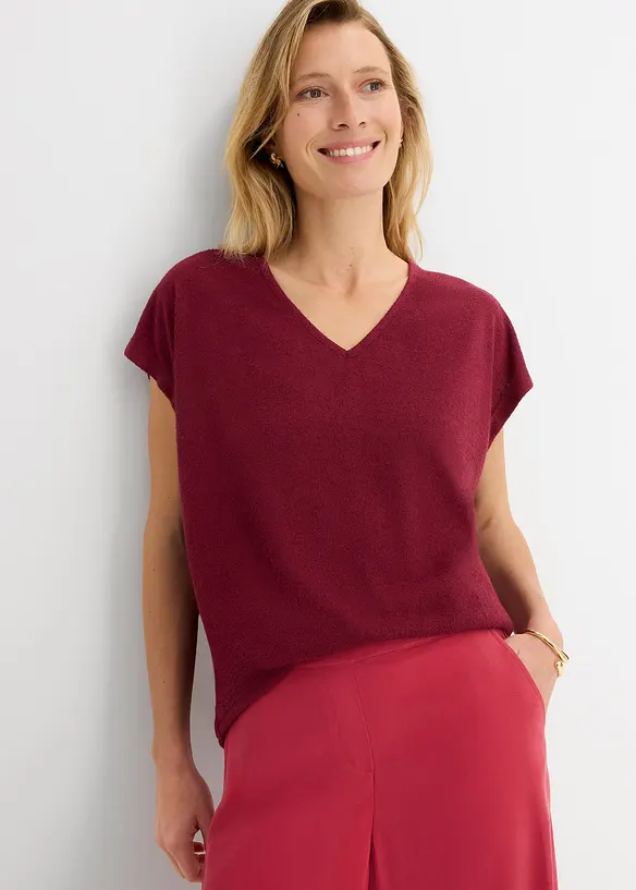 Oversize-Shirt im Struktur-Material in rot von vorne (im Anschnitt) - bonprix Oversize-Shirt im Struktur-Material in rot von vorne (im Anschnitt) - bonprix