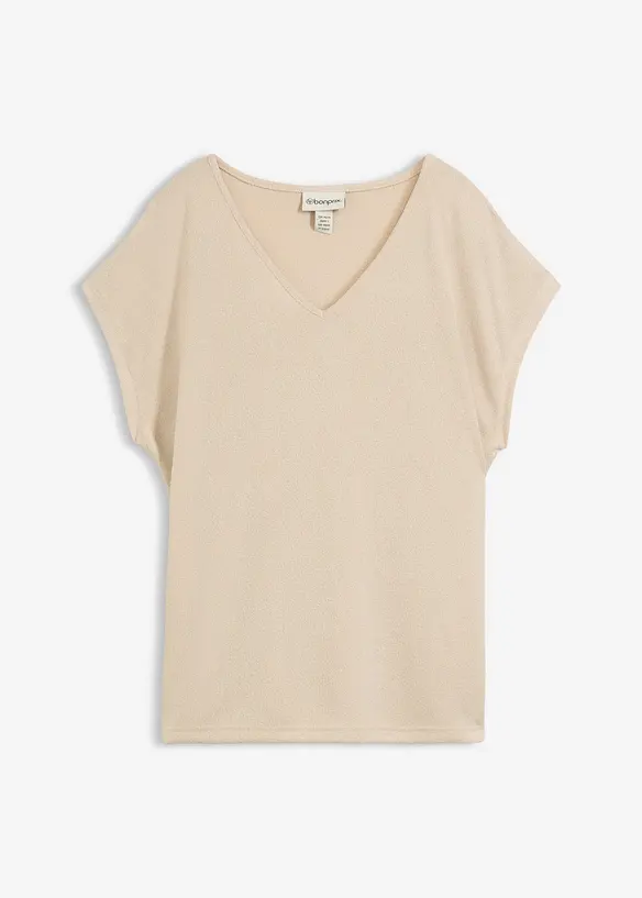 Oversize-Shirt im Struktur-Material in beige von vorne - bonprix Oversize-Shirt im Struktur-Material in beige von vorne - bonprix