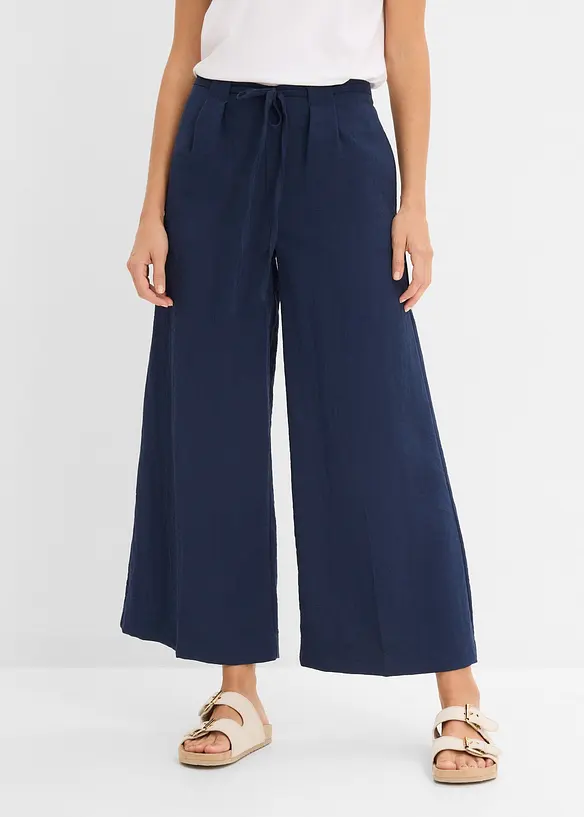 Culotte aus fließendem Viskose-Mix in blau von vorne - bonprix Culotte aus fließendem Viskose-Mix in blau von vorne - bonprix