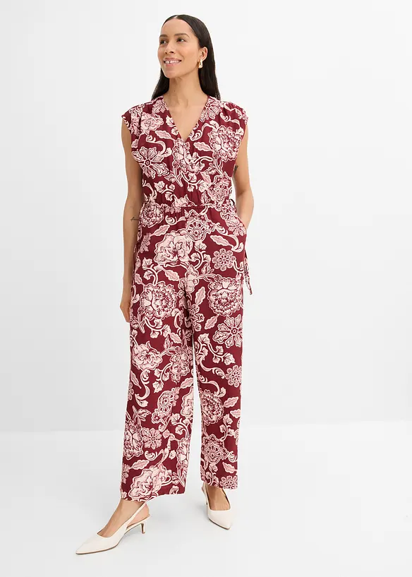 Jumpsuit in rot von vorne (Totalaufnahme) - bonprix Jumpsuit in rot von vorne (Totalaufnahme) - bonprix