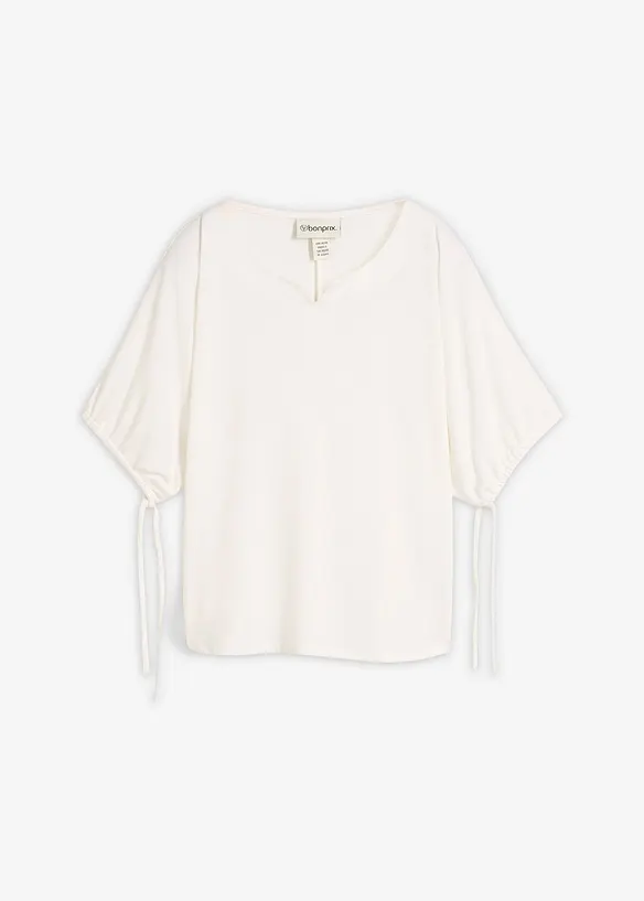 Lockeres Shirt aus weichem Piqué in weiß von vorne - bonprix