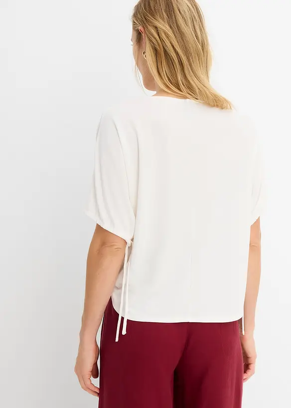 Lockeres Shirt aus weichem Piqué in weiß von hinten (im Anschnitt) - bonprix
