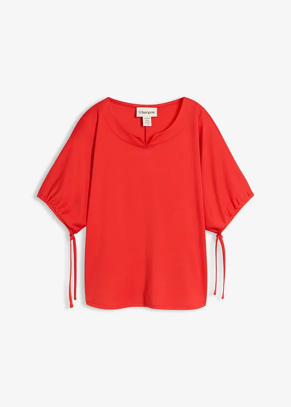 Lockeres Shirt aus weichem Piqué in rot von vorne - bonprix