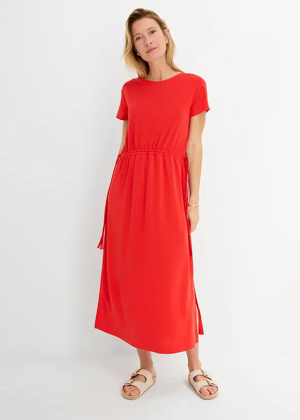 Shirtkleid aus weichem Piqué in rot von vorne (Totalaufnahme) - bonprix Shirtkleid aus weichem Piqué in rot von vorne (Totalaufnahme) - bonprix