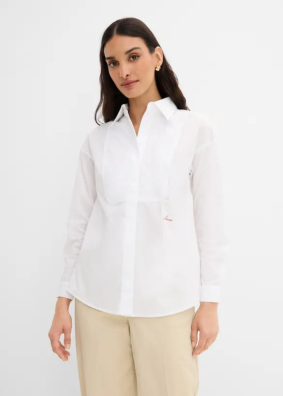Hemdbluse mit Stitching in weiß von vorne (im Anschnitt) - bonprix Hemdbluse mit Stitching in weiß von vorne (im Anschnitt) - bonprix