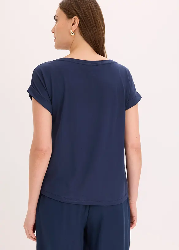 Shirt mit Lochspitze in blau von hinten (im Anschnitt) - bonprix