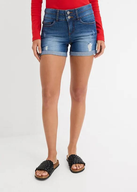 Jeans-Shorts Mid Waist in blau von vorne - bonprix Jeans-Shorts Mid Waist in blau von vorne - bonprix