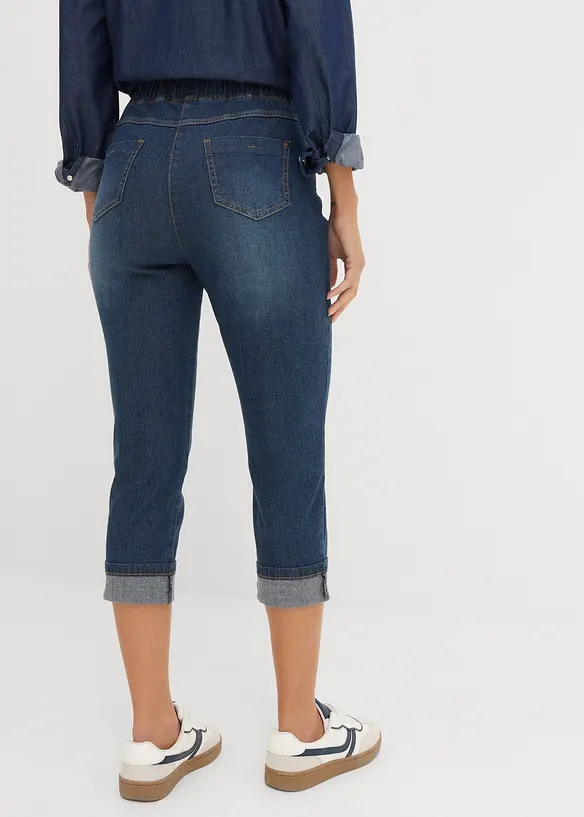 Jeggings Mid Waist, Bequembund in blau von hinten - bonprix