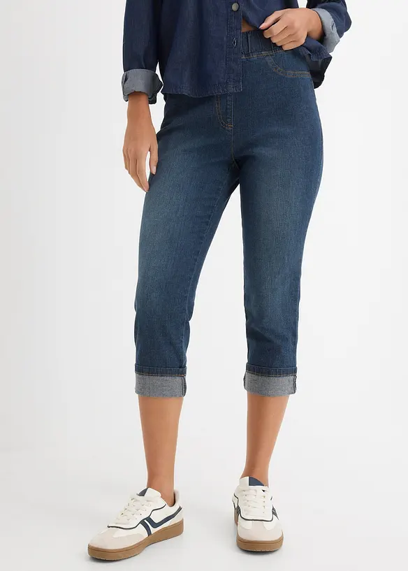 Jeggings Mid Waist, Bequembund in blau von vorne - bonprix