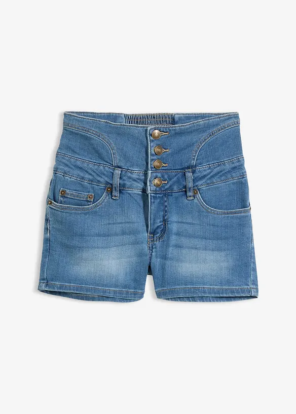 Highwaist-Jeans-Shorts in blau von vorne - bonprix