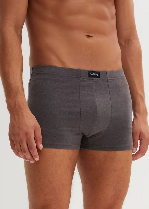 Boxershorts eng mit Baumwolle (3er Pack) in grau von vorne - bonprix