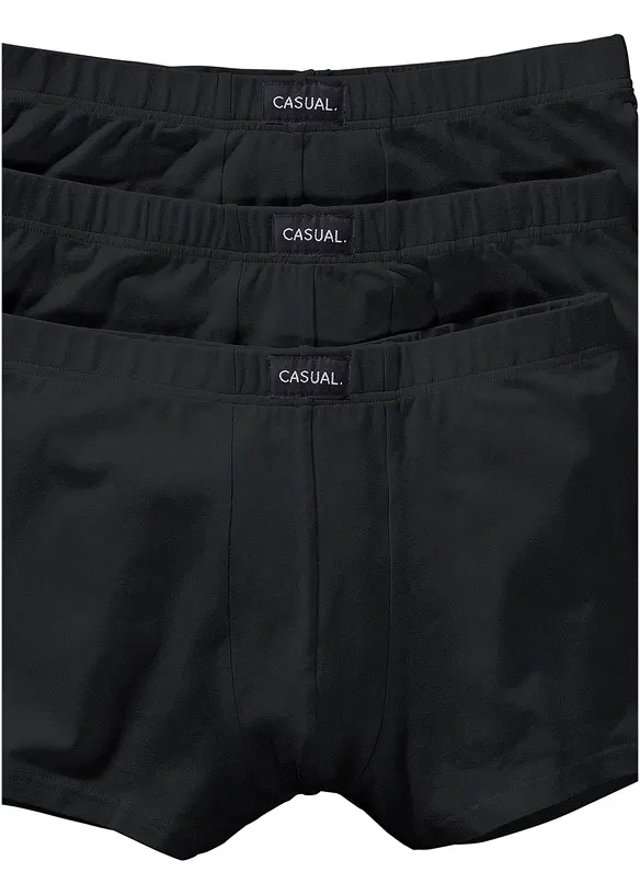 Boxershorts eng mit Baumwolle (3er Pack) in schwarz von vorne - bonprix