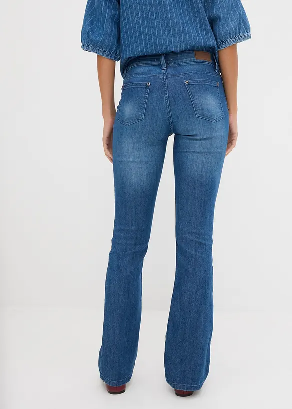 Bootcut-Jeans Mid Waist, Stretch in blau von hinten - bonprix