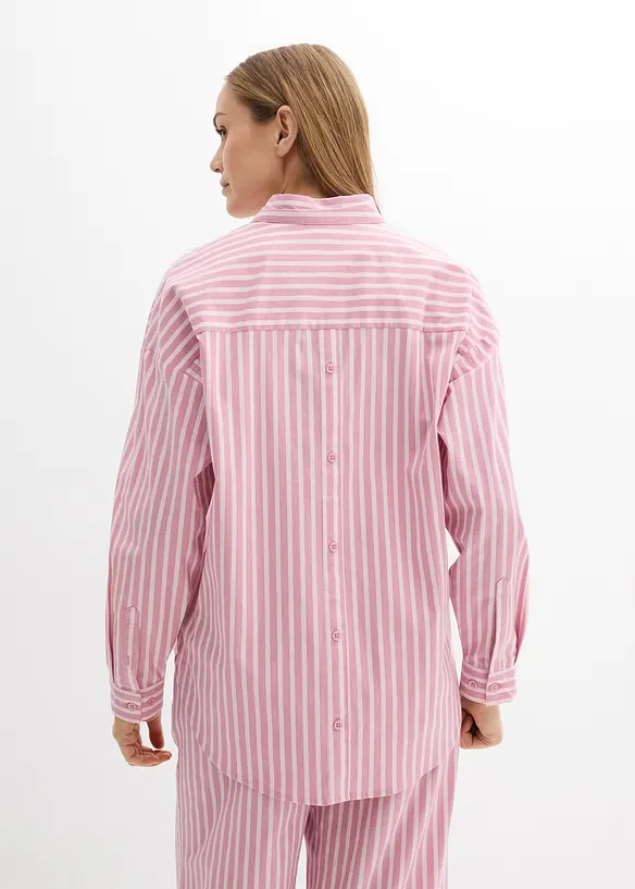 Oversize-Bluse aus Baumwoll-Mix in rosa von hinten (im Anschnitt) - bonprix Oversize-Bluse aus Baumwoll-Mix in rosa von hinten (im Anschnitt) - bonprix
