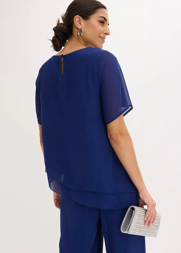 Bluse in blau von hinten (im Anschnitt) - bonprix