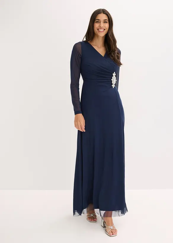 Abendkleid aus zartem Tüll mit Steinapplikation in blau von vorne (Totalaufnahme) - bonprix Abendkleid aus zartem Tüll mit Steinapplikation in blau von vorne (Totalaufnahme) - bonprix