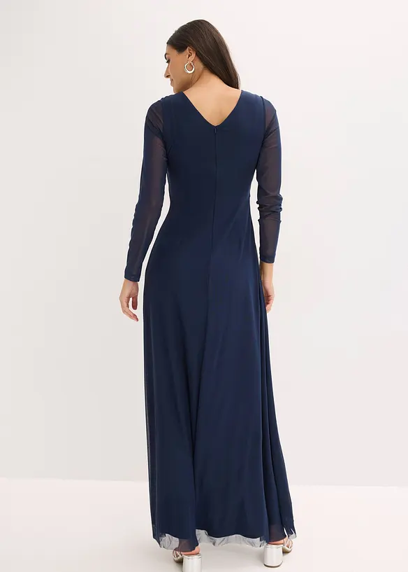 Abendkleid aus zartem Tüll mit Steinapplikation in blau von hinten (Totalaufnahme) - bonprix Abendkleid aus zartem Tüll mit Steinapplikation in blau von hinten (Totalaufnahme) - bonprix