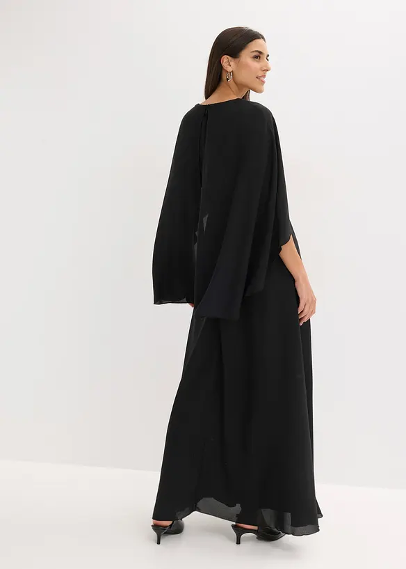 Abendkleid aus feinem Chiffon mit Pailletten-Einsatz in schwarz von hinten (Totalaufnahme) - bonprix Abendkleid aus feinem Chiffon mit Pailletten-Einsatz in schwarz von hinten (Totalaufnahme) - bonprix