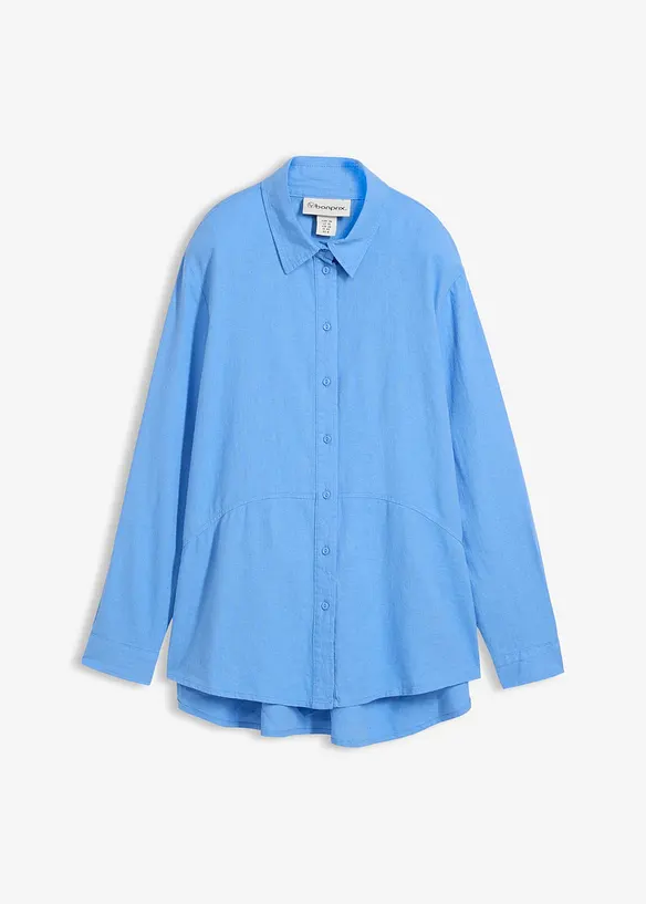 Oversize-Bluse aus Leinen-Viskose-Mix in blau von vorne - bonprix Oversize-Bluse aus Leinen-Viskose-Mix in blau von vorne - bonprix