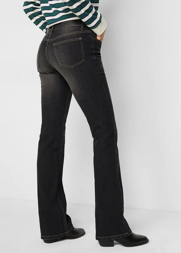 Bootcut-Jeans Mid Waist, Komfort-Stretch in schwarz von hinten - bonprix