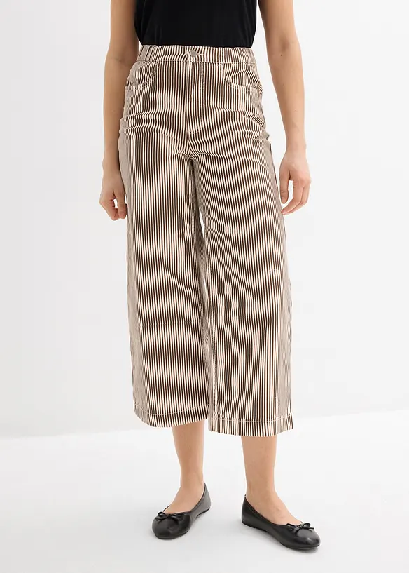 Twillhose mit Bequembund aus Baumwoll-Mix in braun von vorne - bonprix