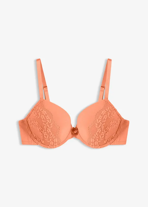 Schalen-BH mit Bügel mit Bio-Baumwolle und Spitze in orange von vorne - bonprix
