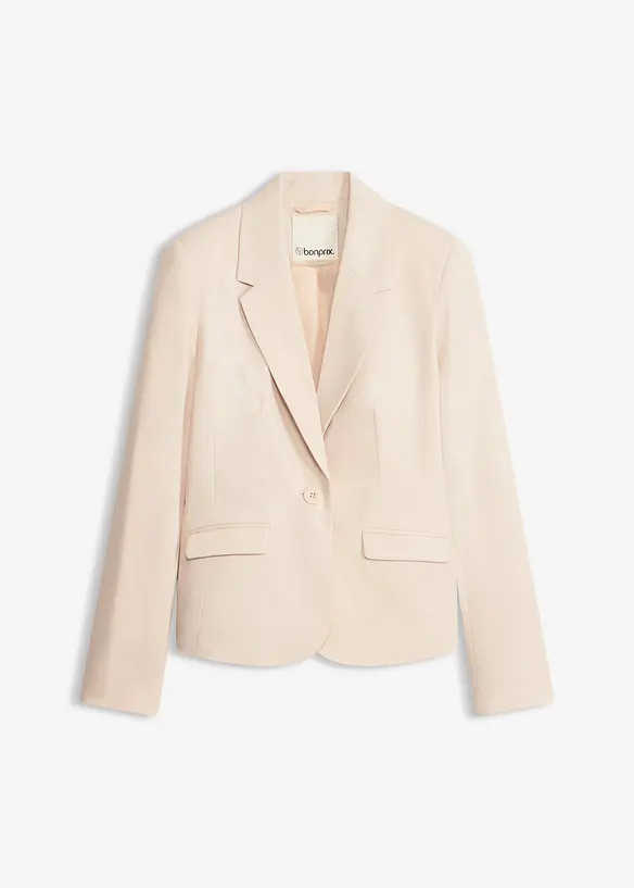 Kurzblazer mit Pattentaschen in beige von vorne - bonprix