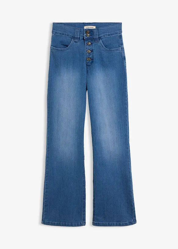Straight-Jeans High Waist, Stretch in blau von vorne - bonprix