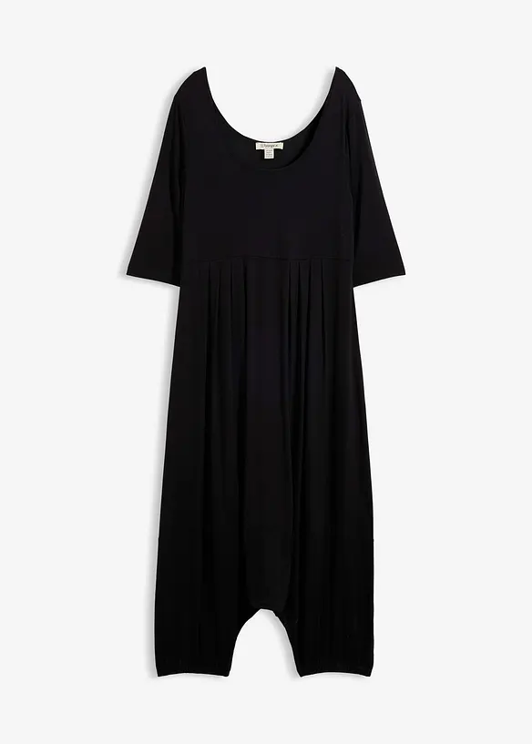 Jersey-Jumpsuit aus fließendem Viskose-Mix in schwarz von vorne - bonprix Jersey-Jumpsuit aus fließendem Viskose-Mix in schwarz von vorne - bonprix