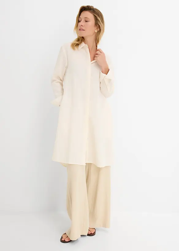 Longbluse aus softem Viskose-Mix in weiß von vorne (im Anschnitt) - bonprix Longbluse aus softem Viskose-Mix in weiß von vorne (im Anschnitt) - bonprix