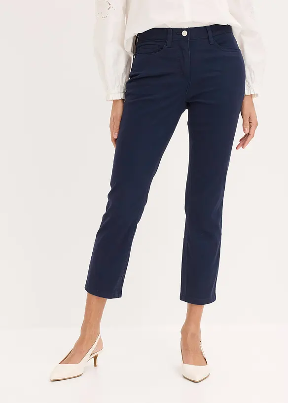 7/8 Stretch-Hose aus Twill in blau von vorne - bonprix