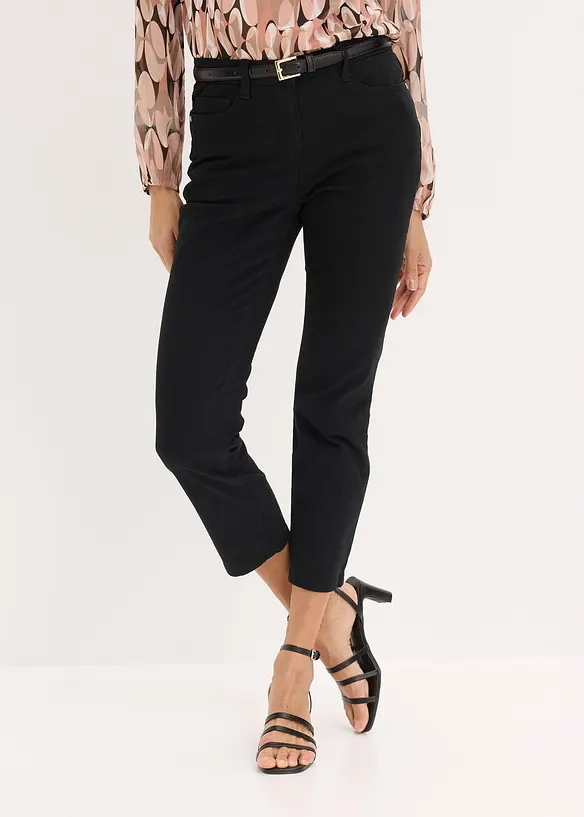 7/8 Stretch-Hose aus Twill in schwarz von vorne - bonprix