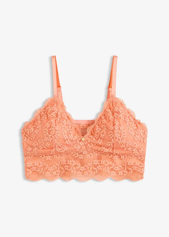 Bustier ohne Bügel mit floraler Spitze in orange von vorne - bonprix