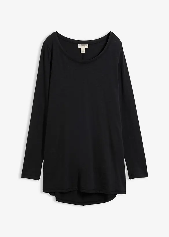 Langarmshirt aus leichtem Slub-Jersey-Material in schwarz von vorne - bonprix Langarmshirt aus leichtem Slub-Jersey-Material in schwarz von vorne - bonprix