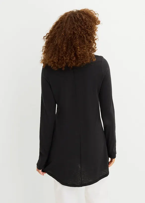 Langarmshirt aus leichtem Slub-Jersey-Material in schwarz von hinten (im Anschnitt) - bonprix Langarmshirt aus leichtem Slub-Jersey-Material in schwarz von hinten (im Anschnitt) - bonprix