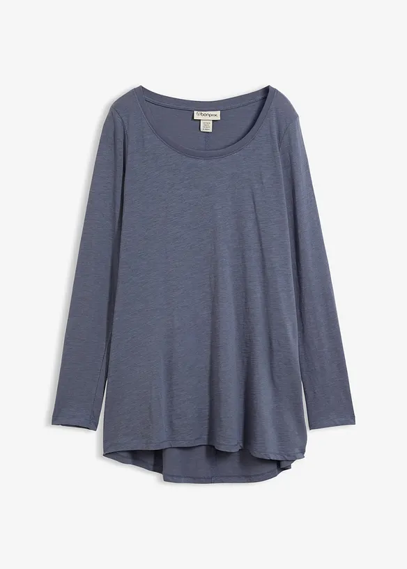 Langarmshirt aus leichtem Slub-Jersey-Material in blau von vorne - bonprix Langarmshirt aus leichtem Slub-Jersey-Material in blau von vorne - bonprix